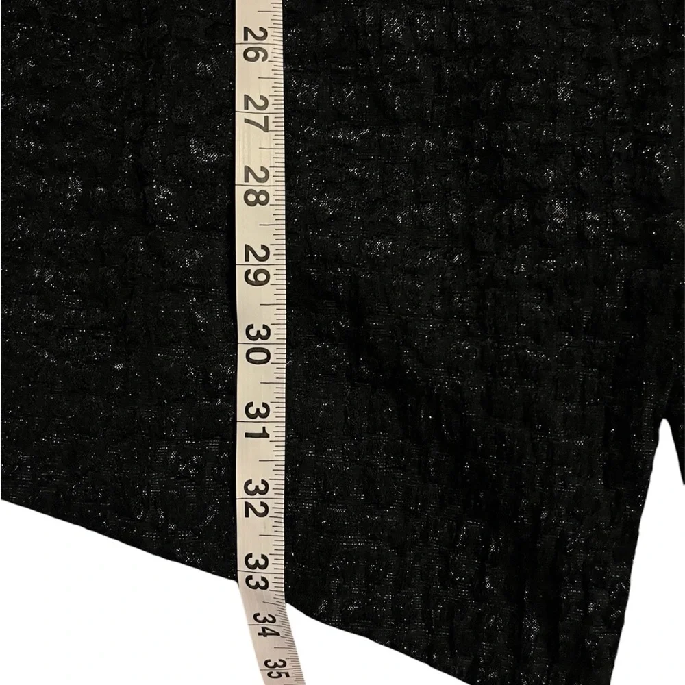 Chico’s Black Textured Open Front Shimmer Duster Old Money Topper Mob Wife - Picture 3 of 7